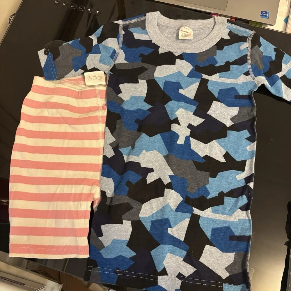 Hanna Andersson Pajama Bundle Striped Graphic 8-14 Shorts Short‎ Sleeve